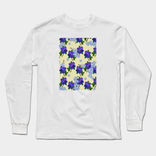 blueberries with blue flowers Long Sleeve T-Shirt